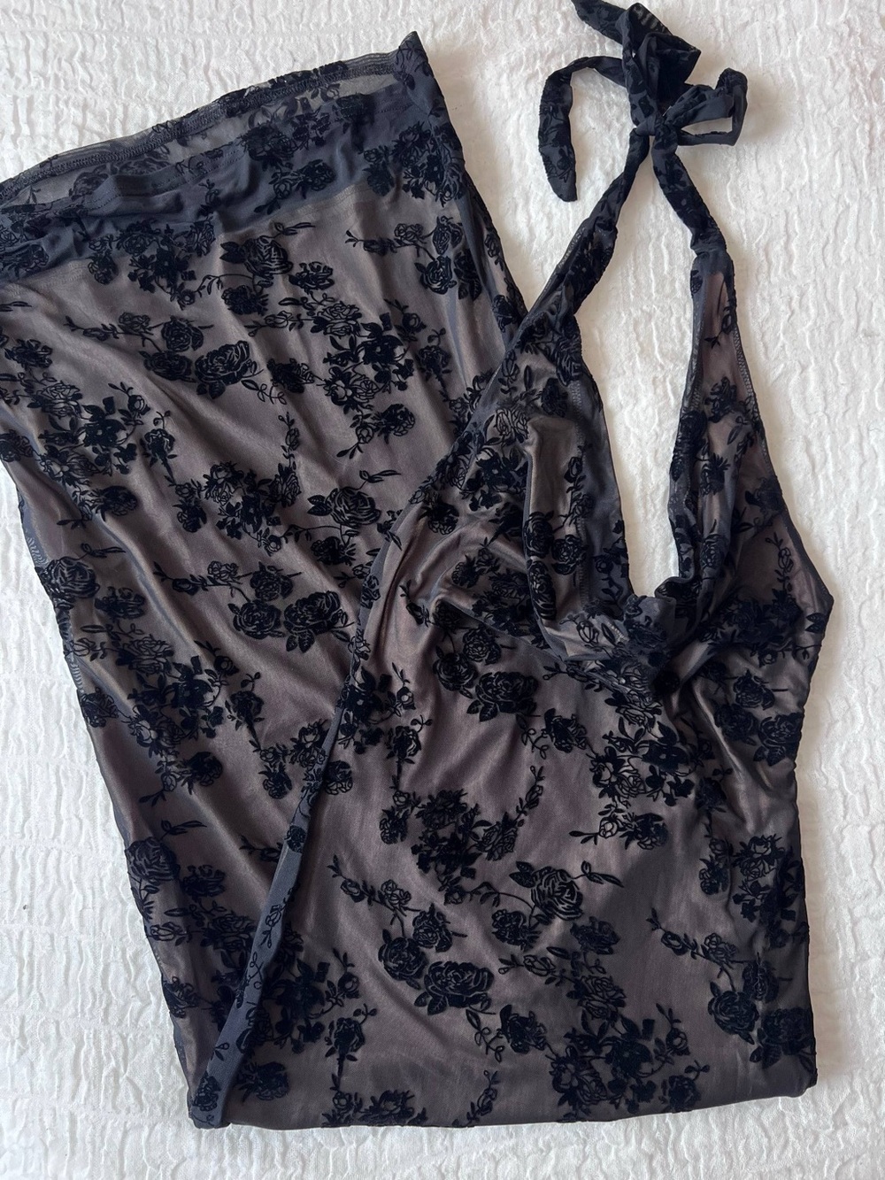 Vintage Floral Velvet Burnout Maxi Dress